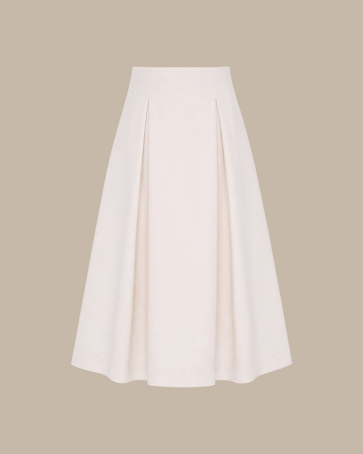 Off White Zipper A-Line Midi Skirt