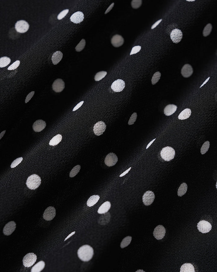 Black Boat Neck Polka Dot Tank Top