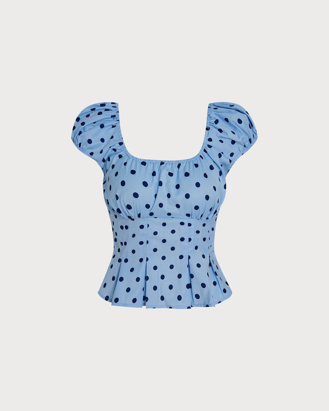 Blue U Neck Polka Dot Tee