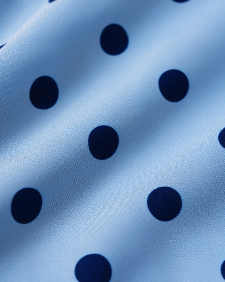 Blue U Neck Polka Dot Tee