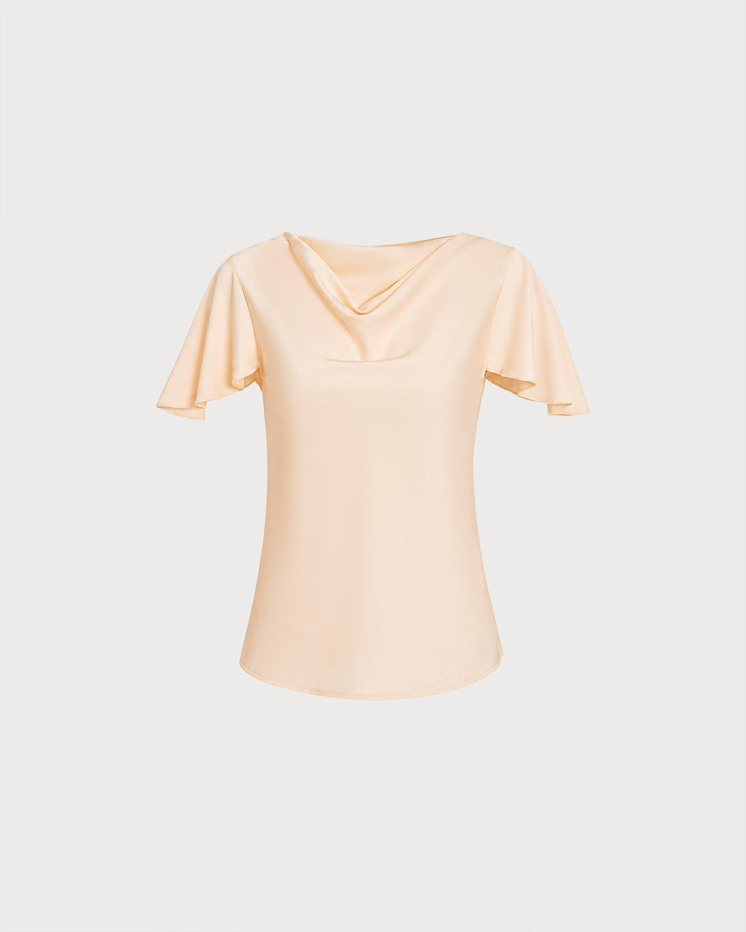 Apricot Cowl Neck Butterfly Sleeve Tee