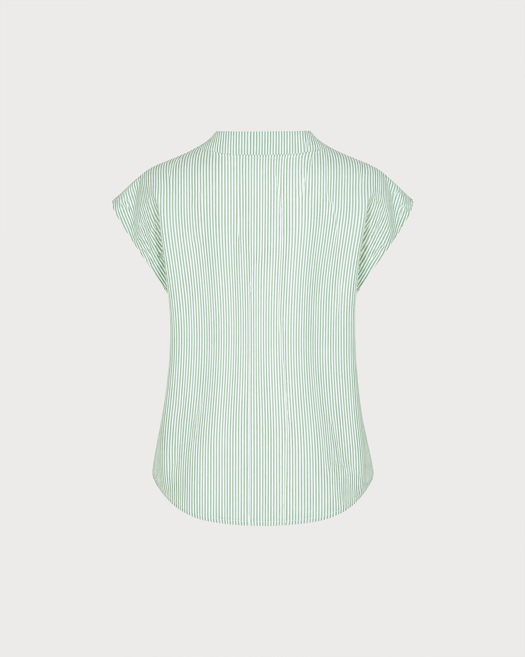 Green V Neck Drop Shoulder Striped Tee