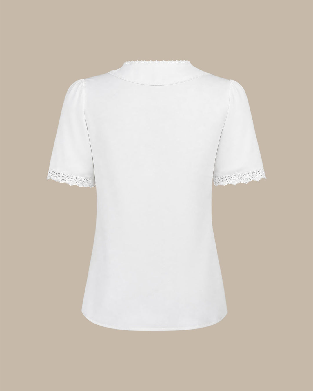 White Solid V Neck Button Tee
