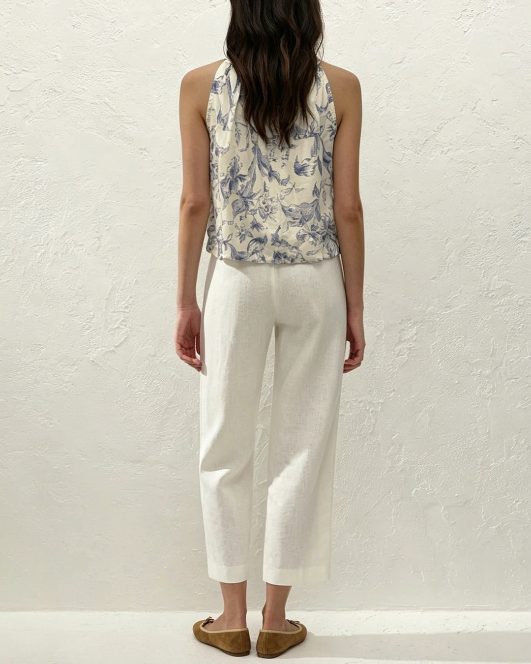 Apricot Ruffled Floral Tank Top