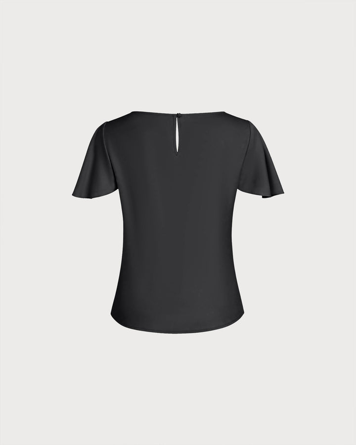 Black Cowl Neck Butterfly Sleeve Tee