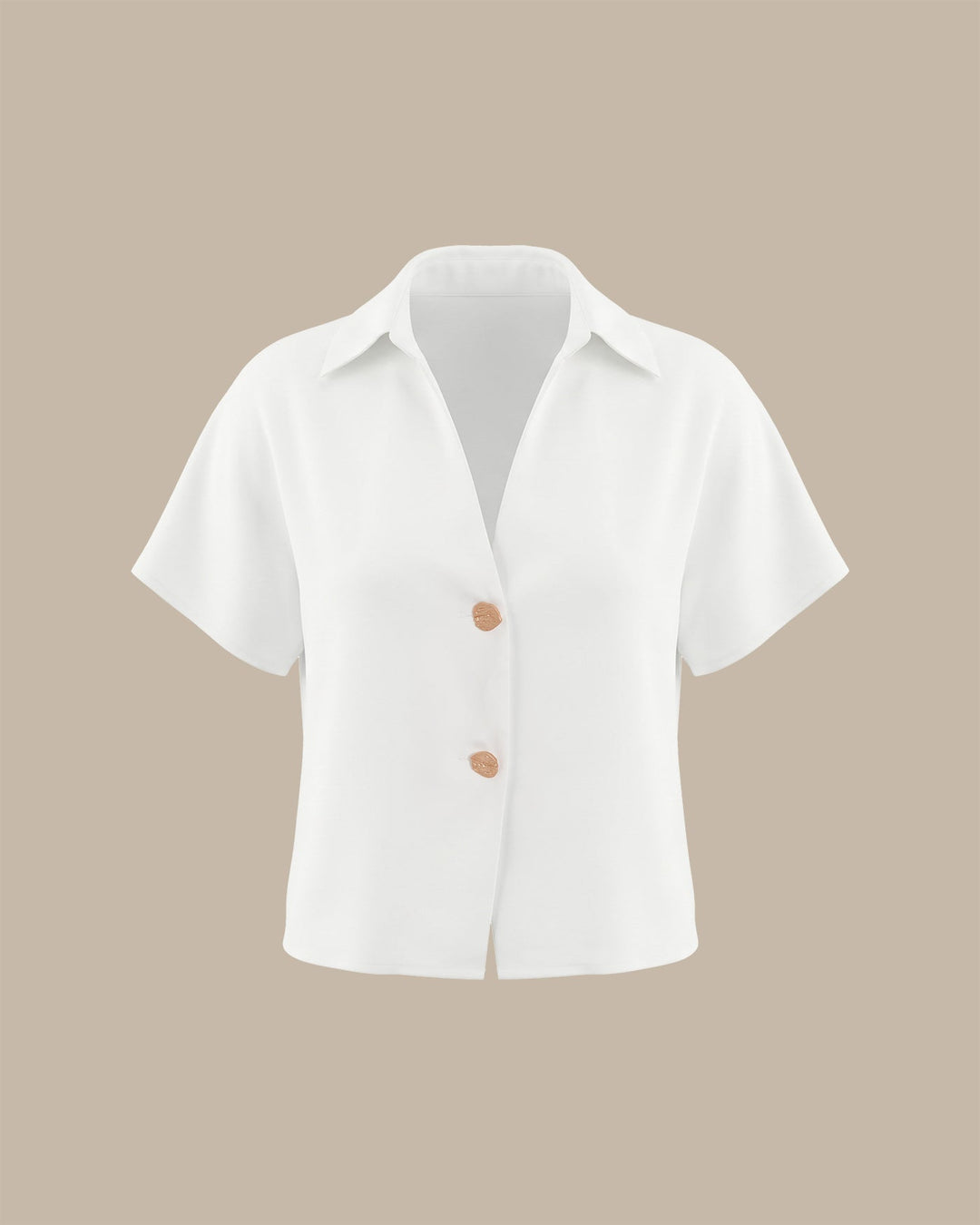 White V Neck Drop Shoulder Button Tee
