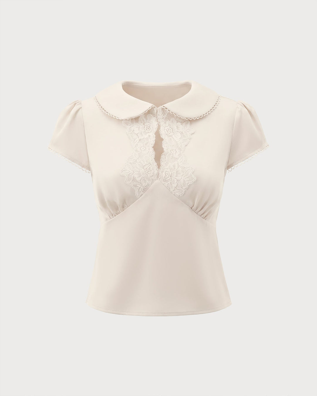 Apricot Collar Lace Splicing Tee