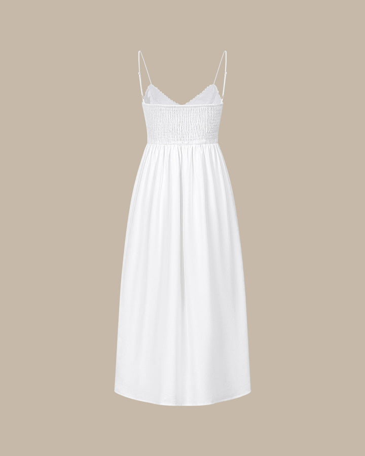 White Splicing Slip A-Line Maxi Dress
