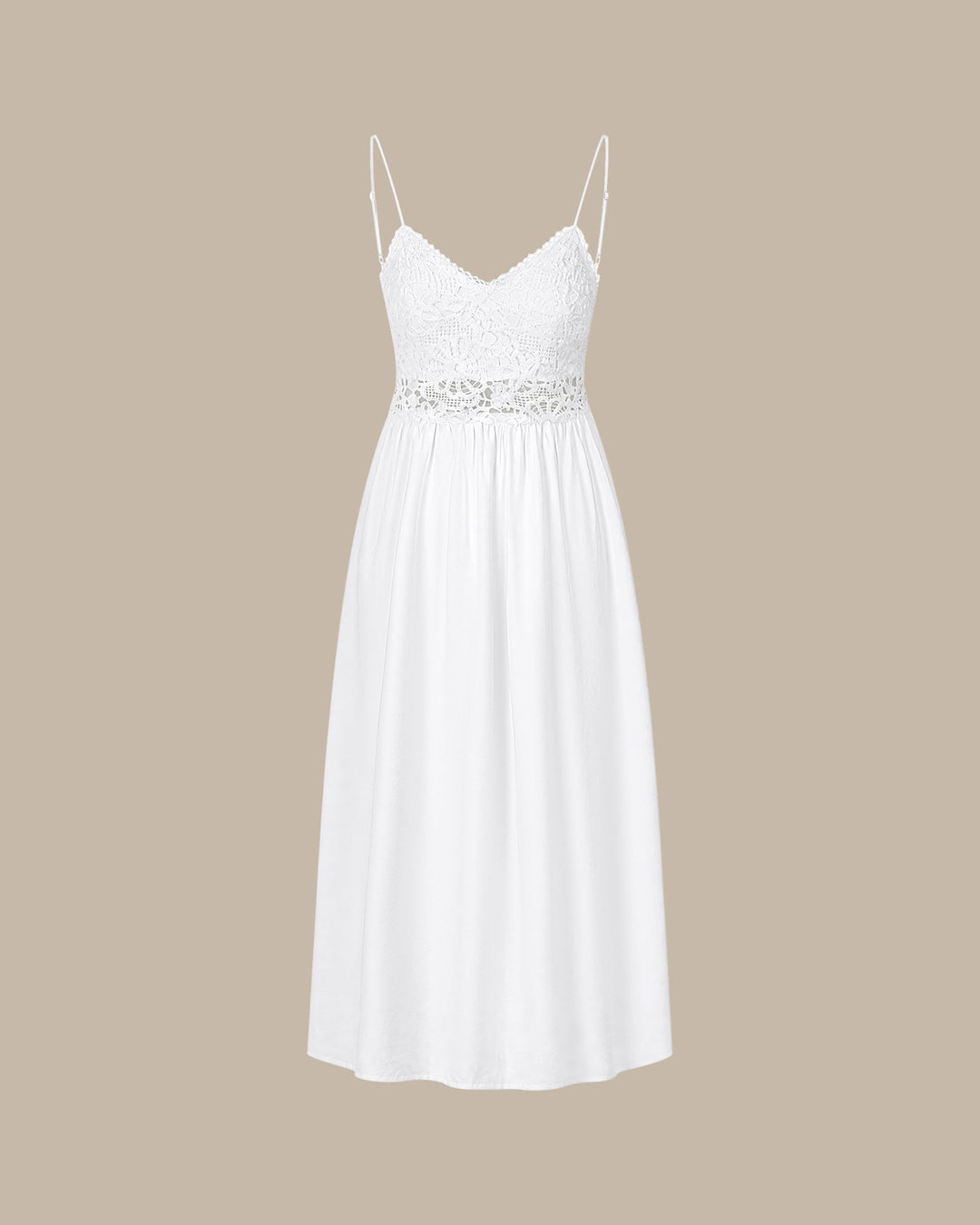 White Splicing Slip A-Line Maxi Dress