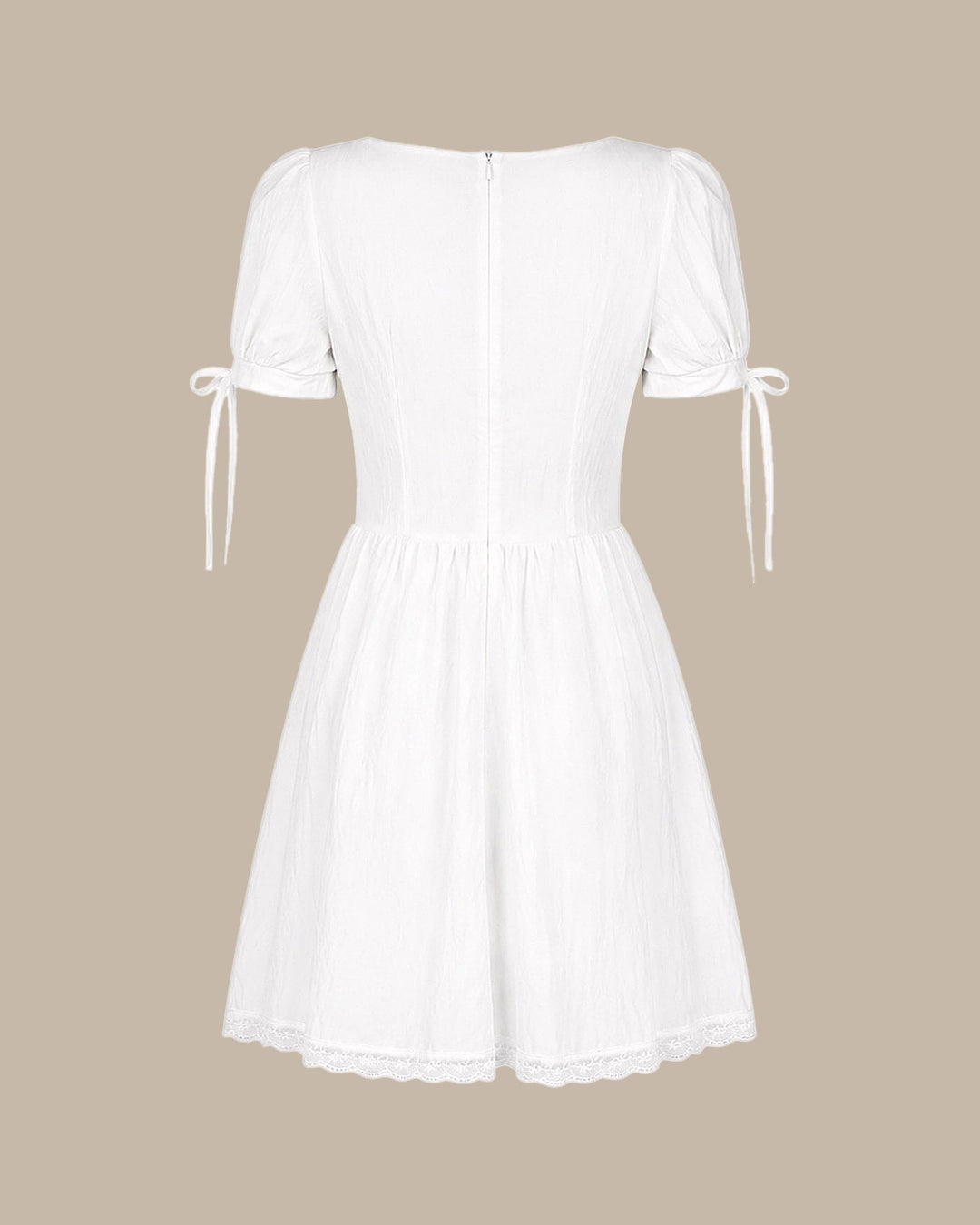White Square Neck Lace Mini Dress