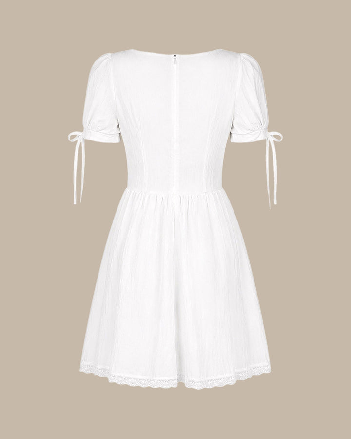 White Square Neck Lace Mini Dress