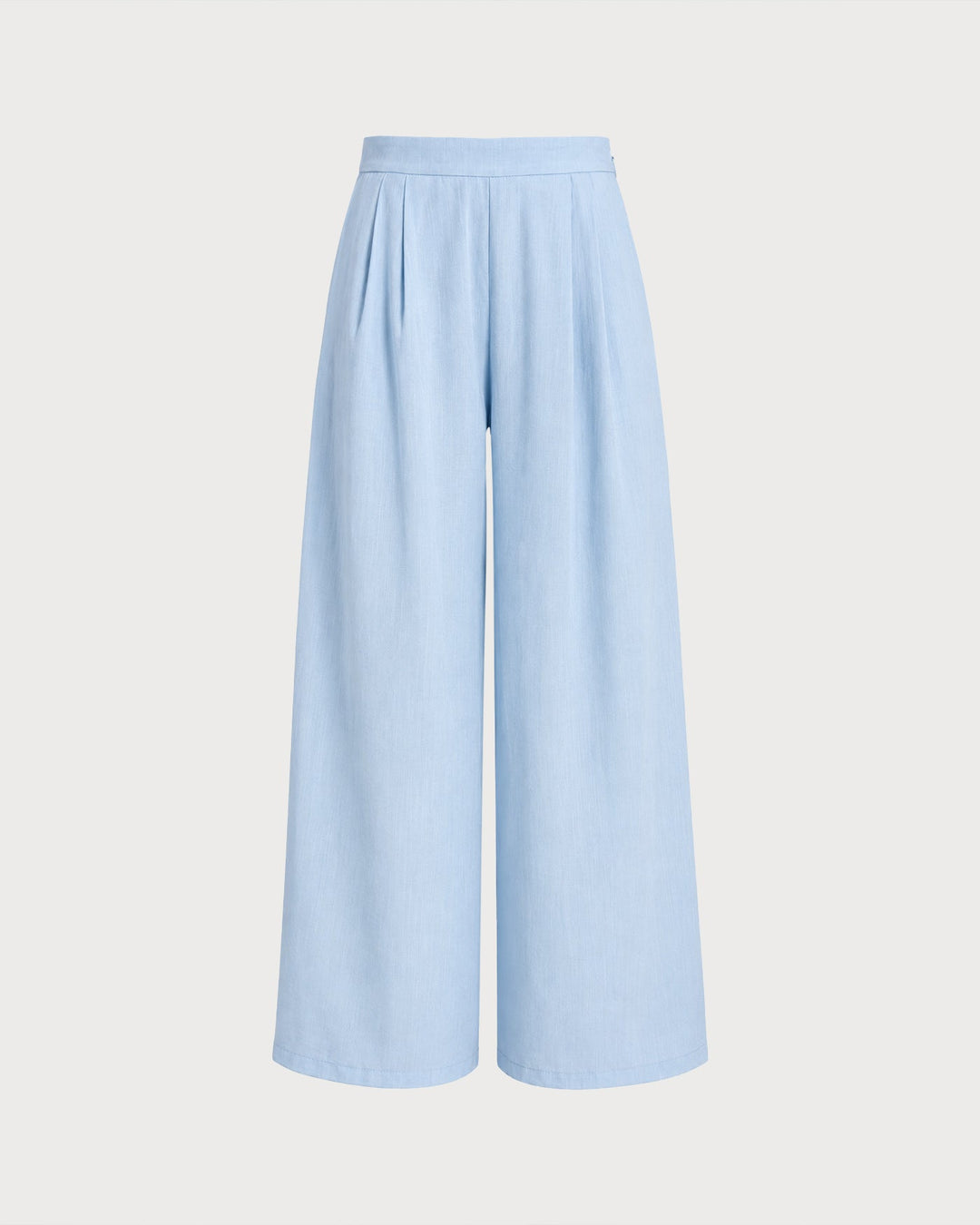 Blue Solid Pockets Straight Pants
