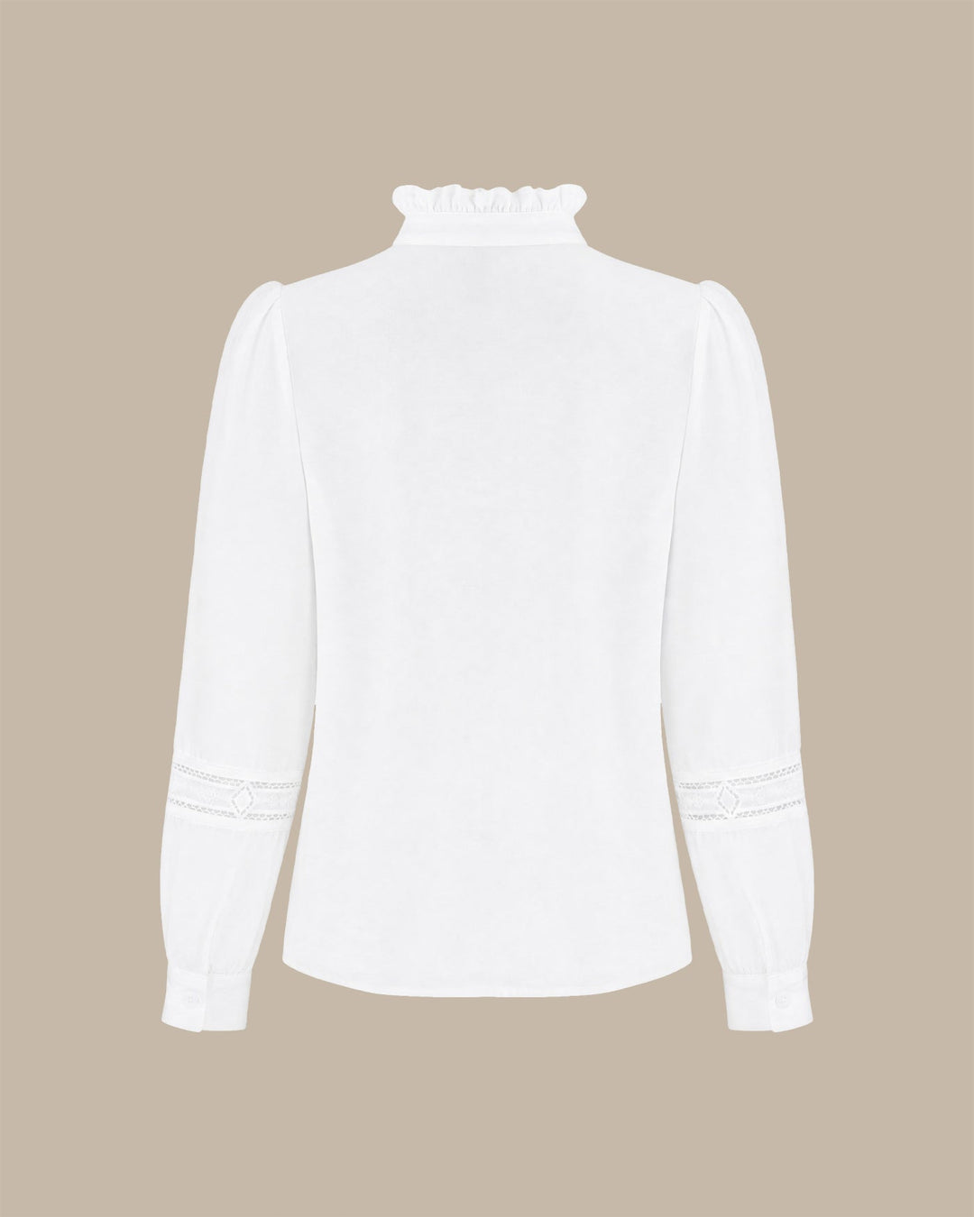 White Ruffled Splicing Button Shirt