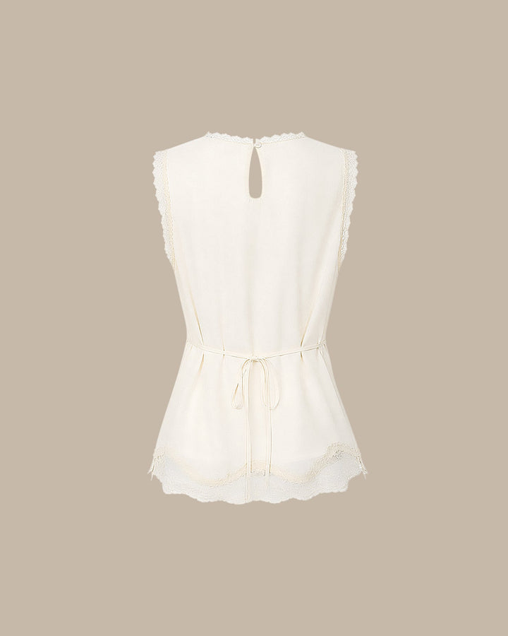 Apricot Lace Tie Tank Top